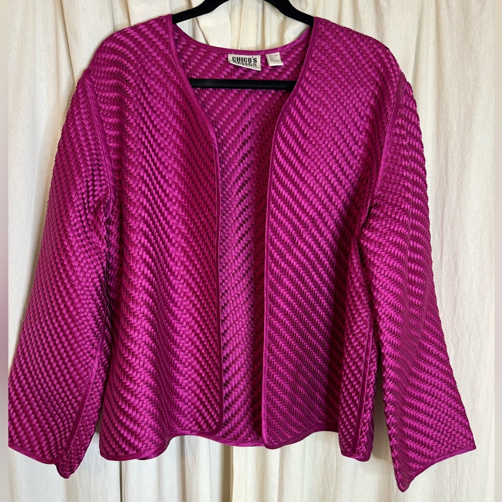Chico's Fuchsia Textured Cardigan